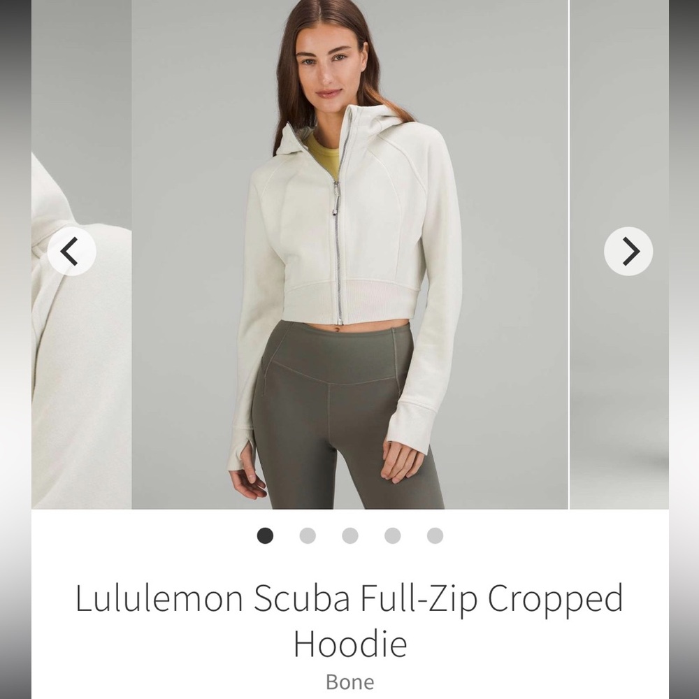 lululemon athletica Scuba Full-Zip Cropped Hoodie — Bone